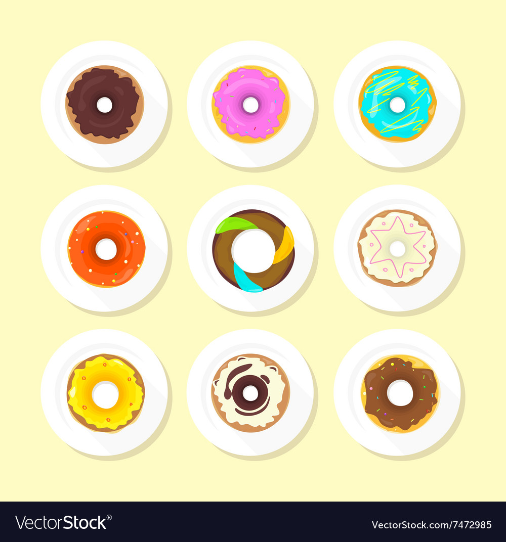 sweet donuts set design flat food food set design