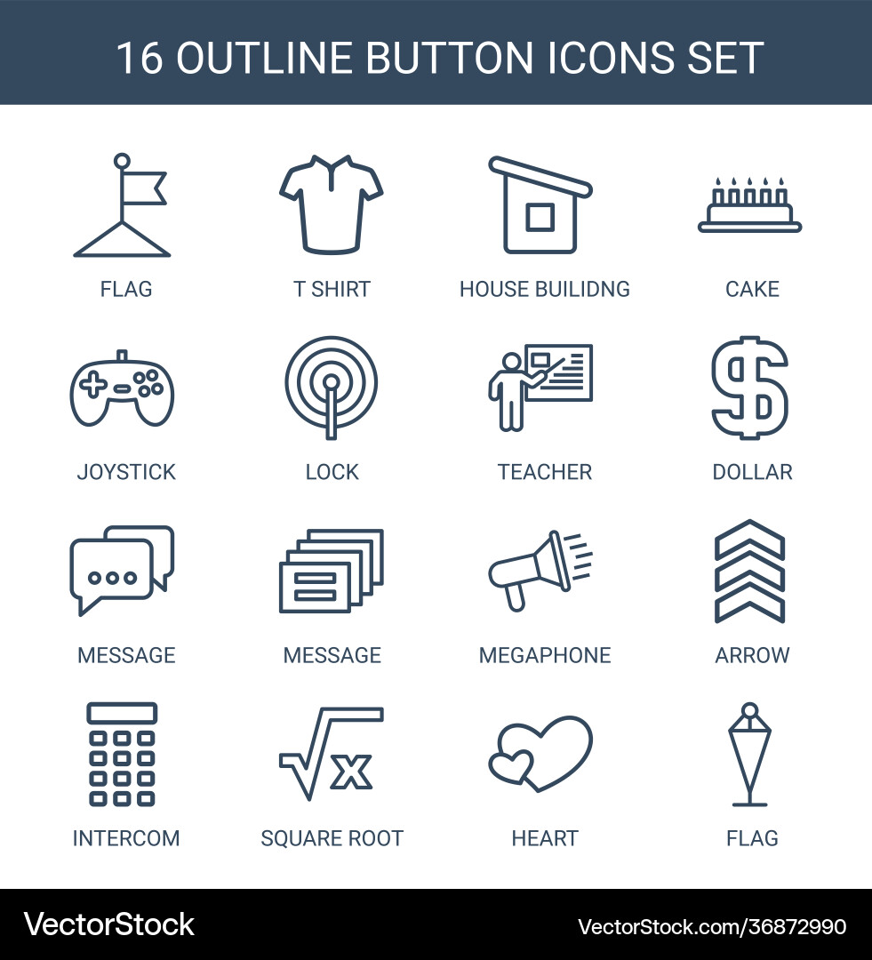 16 button icons Royalty Free Vector Image - VectorStock