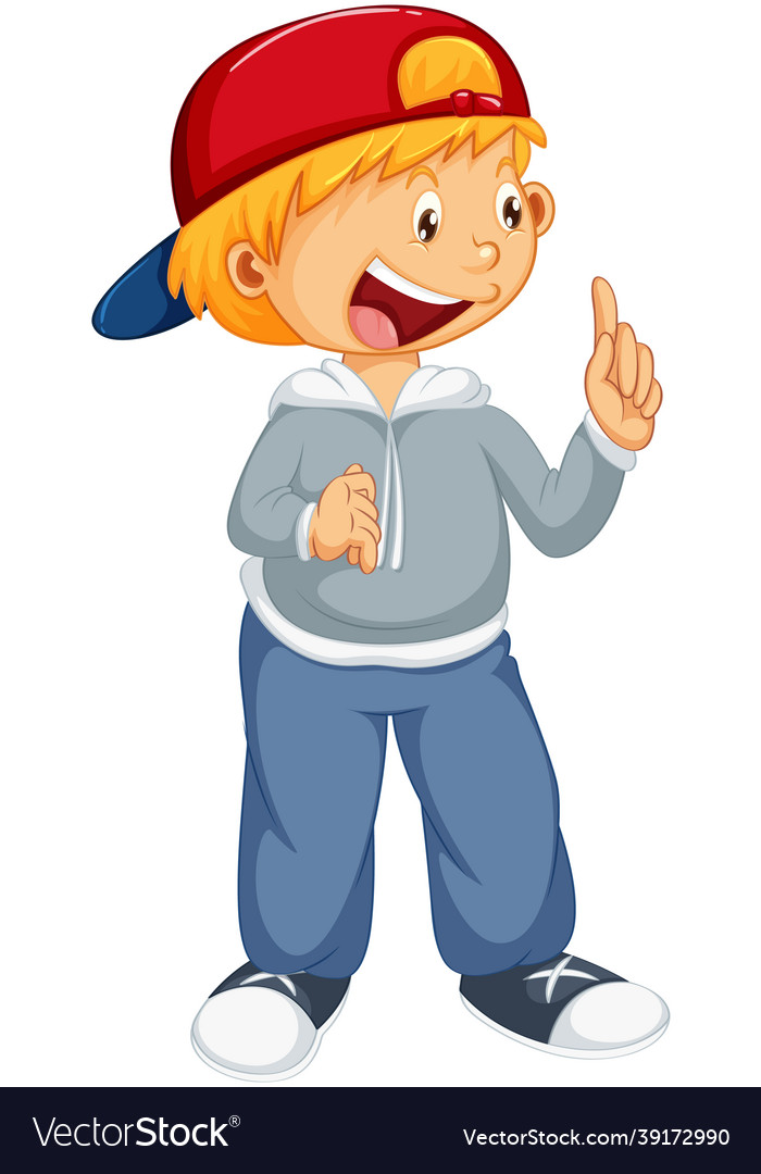 A boy standing cartoon character on white Vector Image