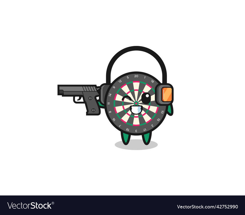 Dart board cartoon doing shooting range