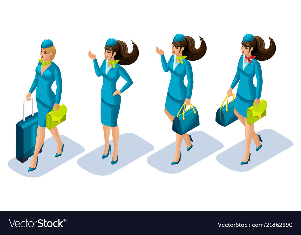 Isometry of the stewardess girl go show beautiful