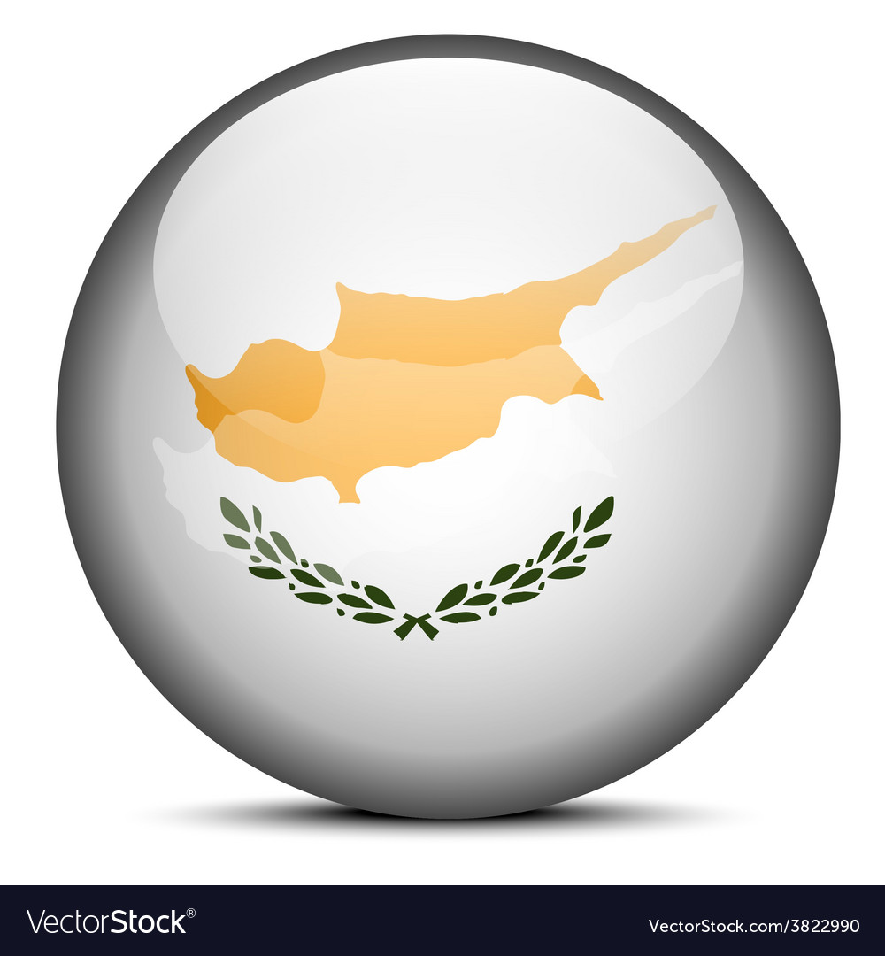 Map on flag button of republic cyprus Royalty Free Vector