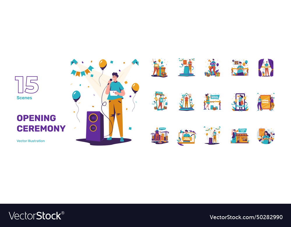 Opening Ceremonies Business Grand Launching Store Vector Image