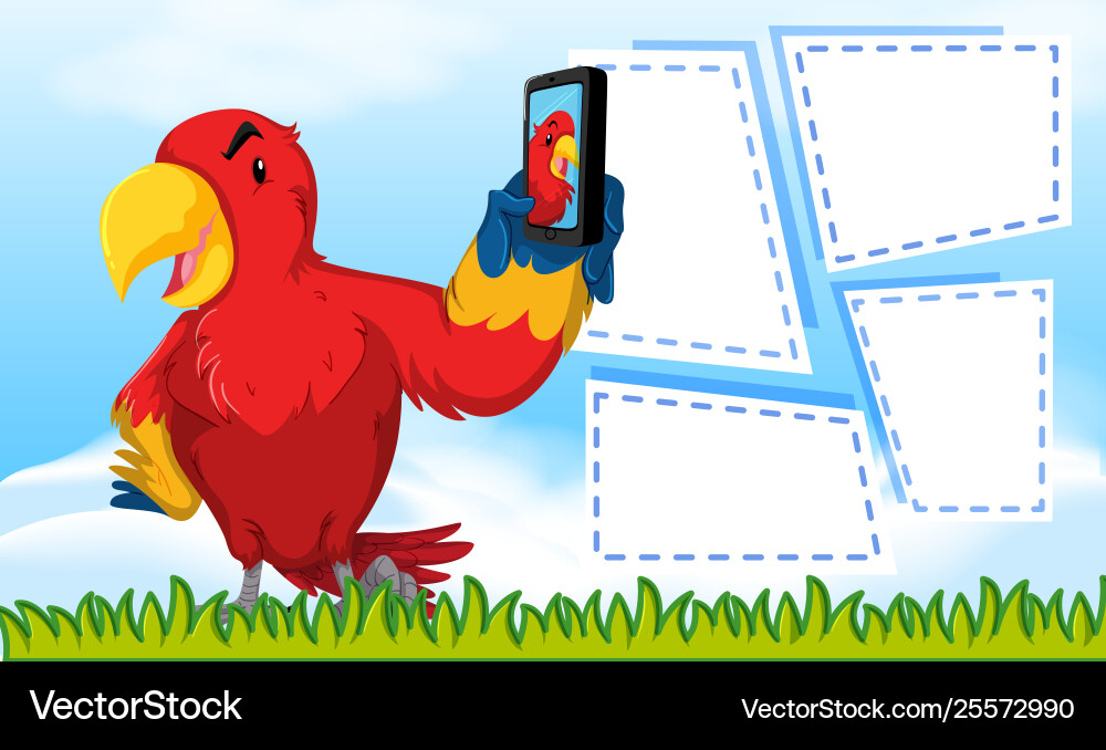 Parrot on note template Royalty Free Vector Image