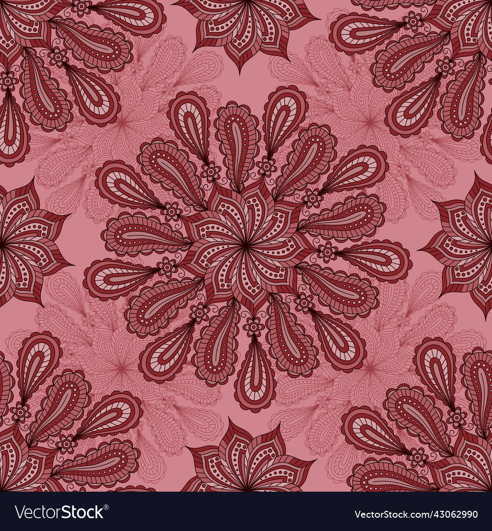 Red Seamless Background With Paisley Ornament Vector Image