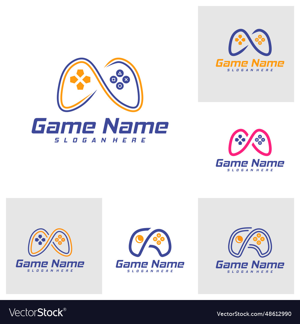 Set of infinity gamepad logo design creative Vector Image