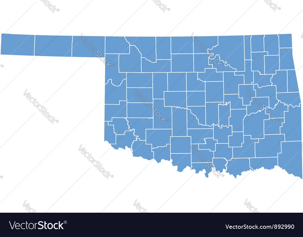 State map of Oklahoma by counties Royalty Free Vector Image