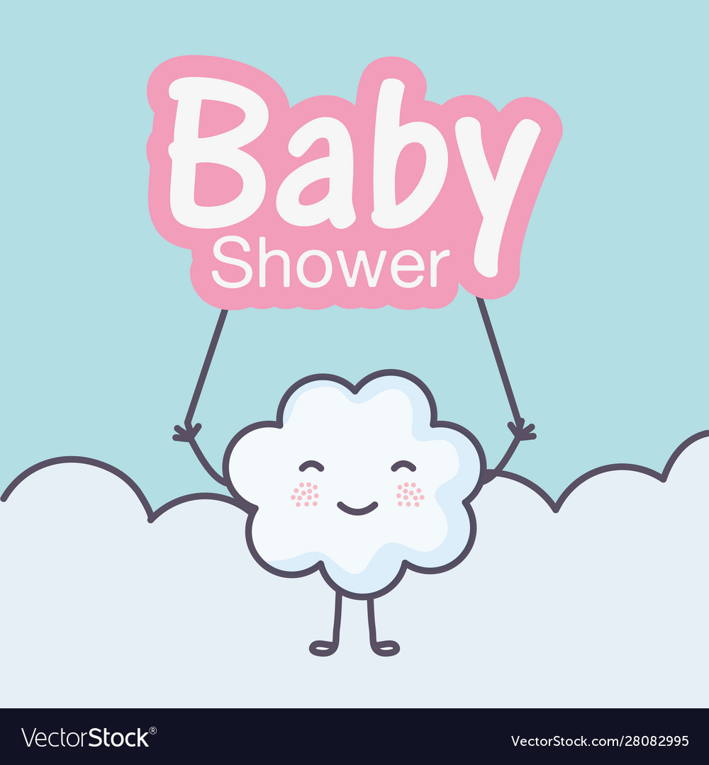 Baby shower cute cartoon cloud with lettering Vector Image