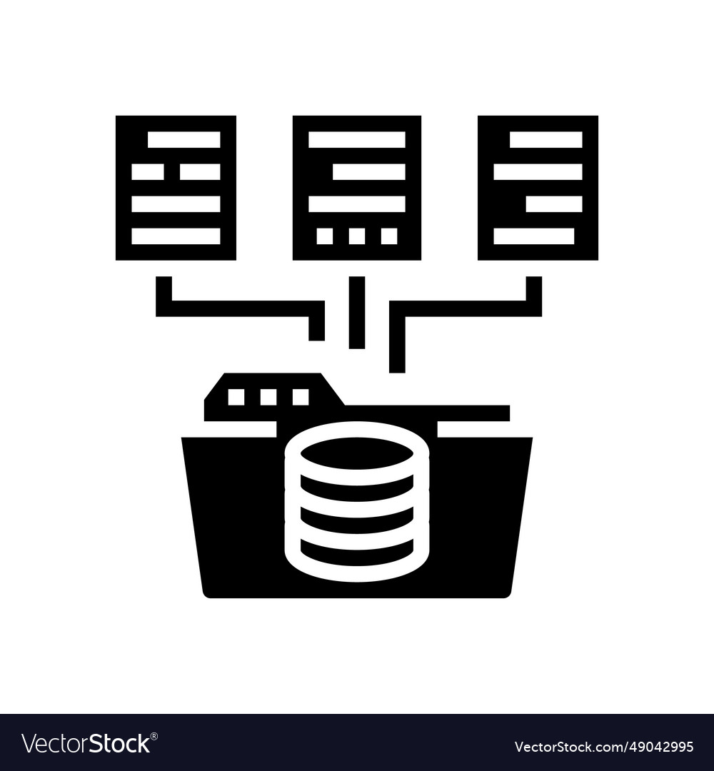 Data integration database glyph icon Royalty Free Vector