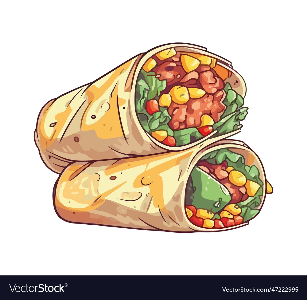 Freshly made taco with beef and cilantro Vector Image