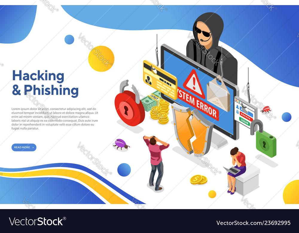 Hacker phishing activity isometric concept Vector Image