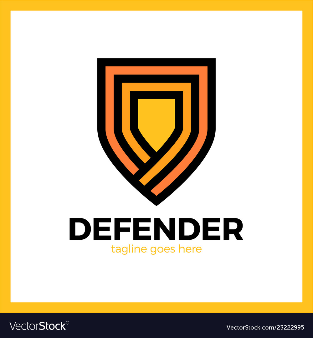 Line shield logotype three outline defense icon Vector Image