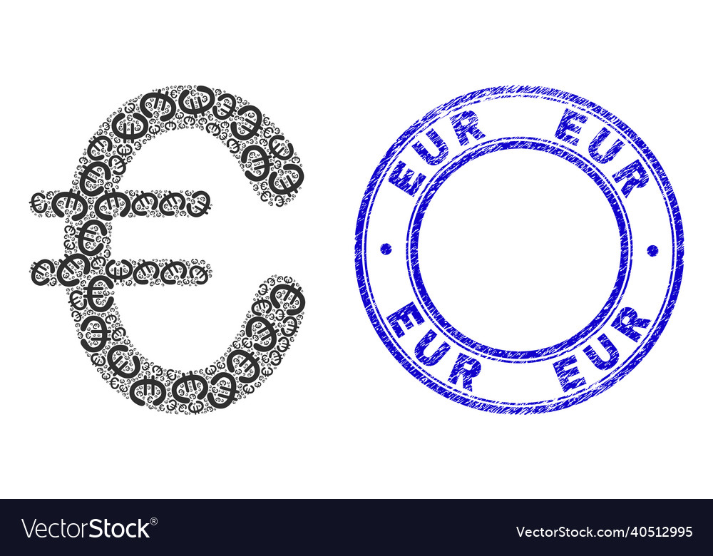 Rubber eur watermark and euro currency fractal