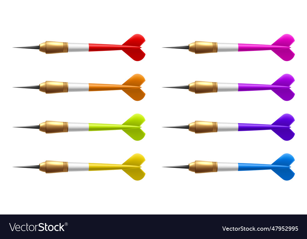 Set of realistic isolated dart arrow Royalty Free Vector