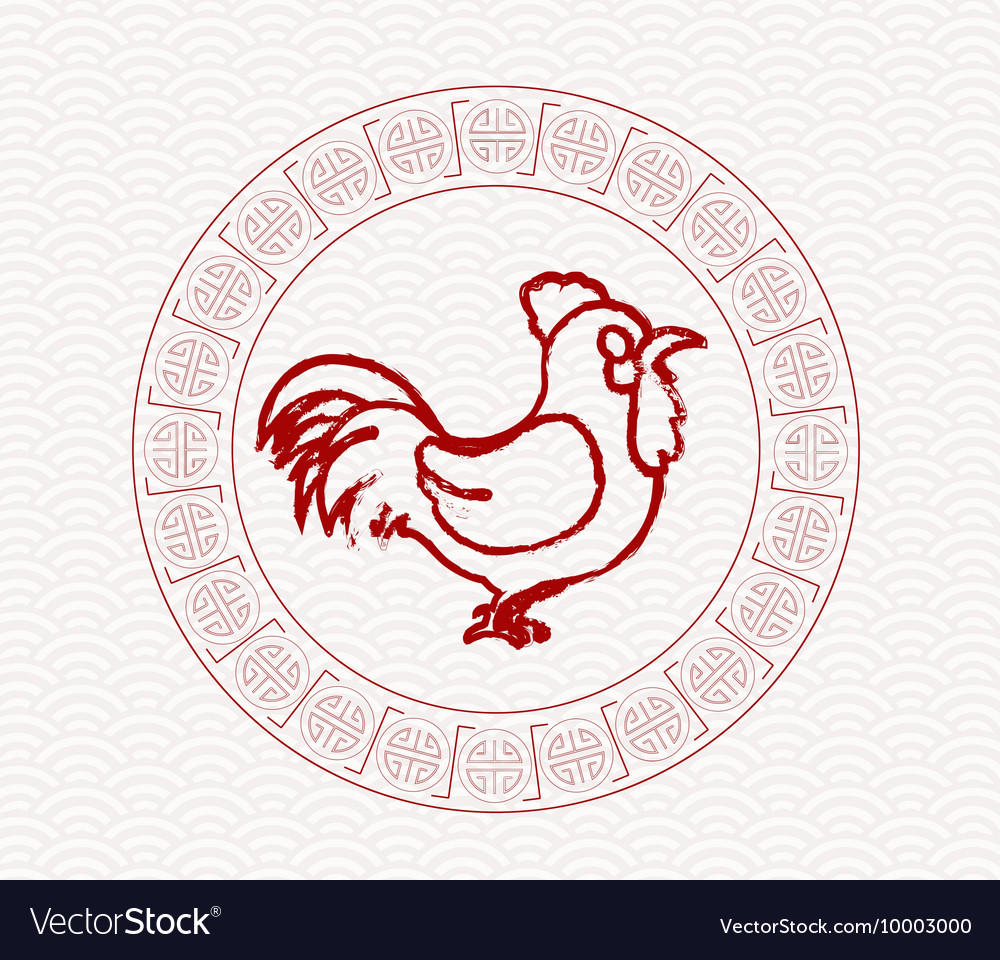 Chinese rooster pattern art Royalty Free Vector Image