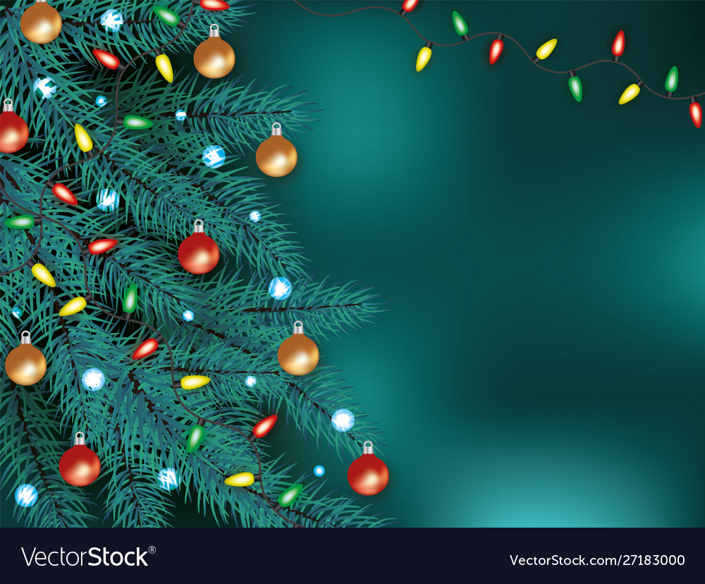 Christmas background with green Pine Branches. Vector Stock Vector