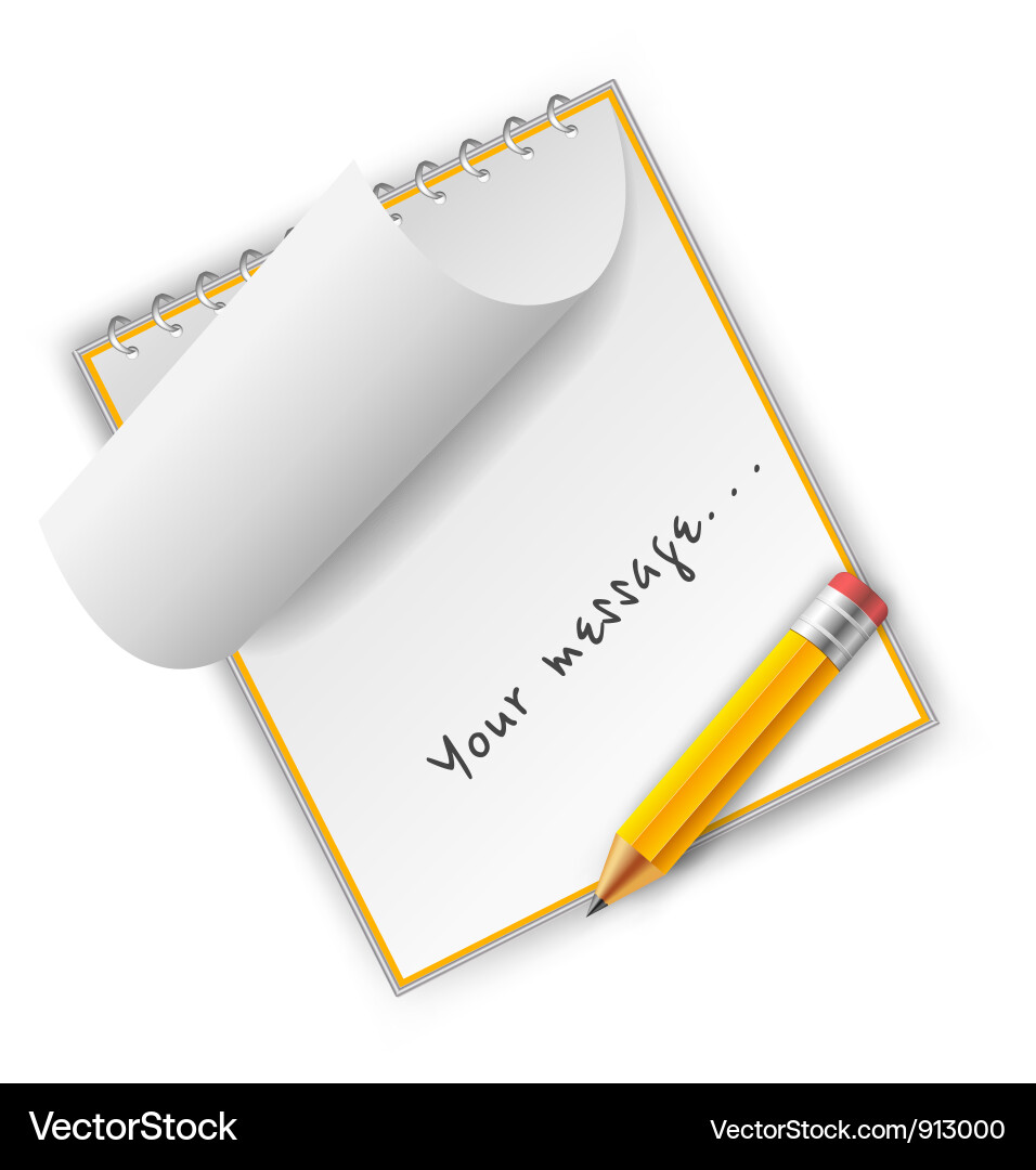 Notepad with pencil Royalty Free Vector Image - VectorStock