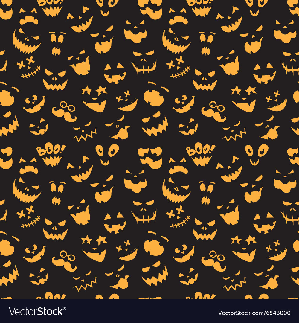 Seamless pattern of vintage happy halloween flat