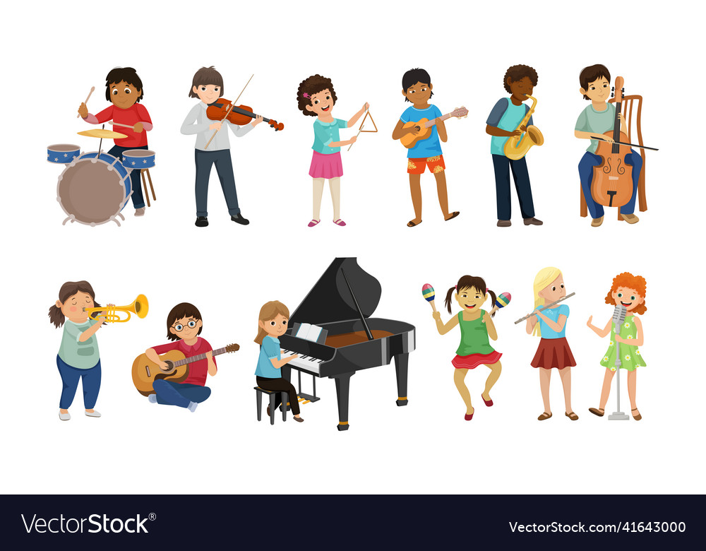 With children musicians Royalty Free Vector Image