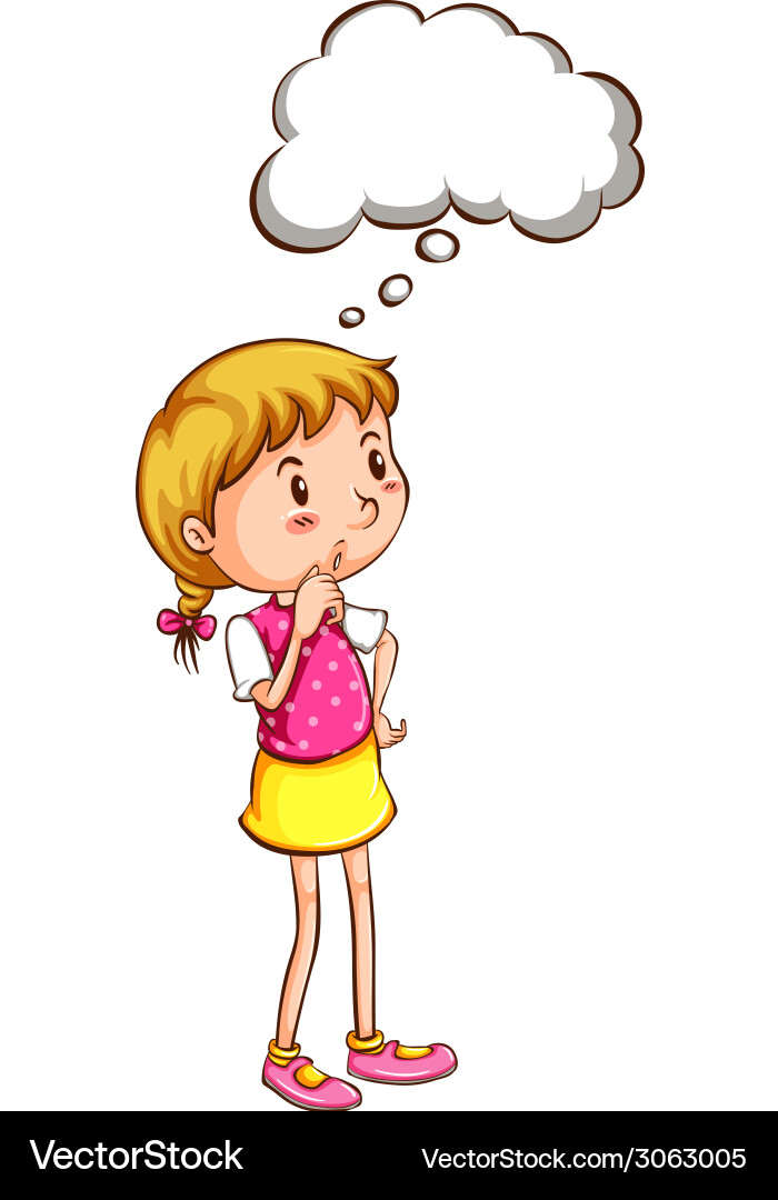 A simple coloured sketch a girl thinking Vector Image