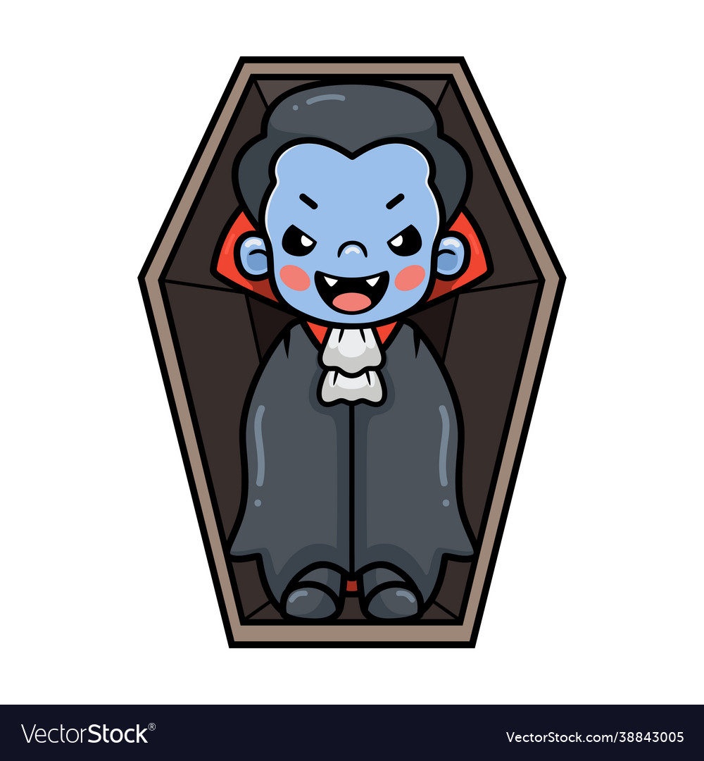 Cute little boy dracula cartoon inside coffin Vector Image