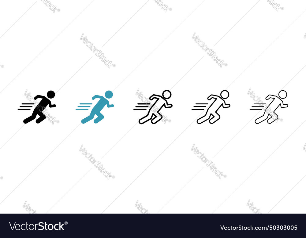 Man fast run icon set runner and speed motion Vector Image