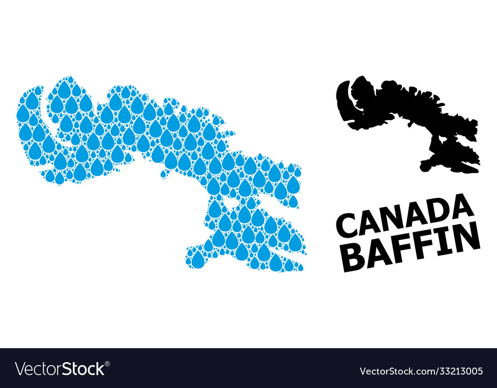 Mosaic Map Baffin Island Water Drops Royalty Free Vector