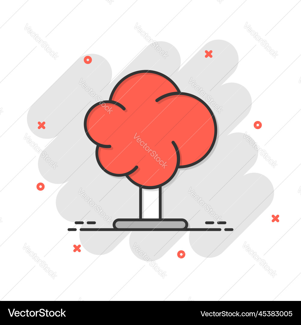 Tree icon in comic style forest cartoon on white Vector Image
