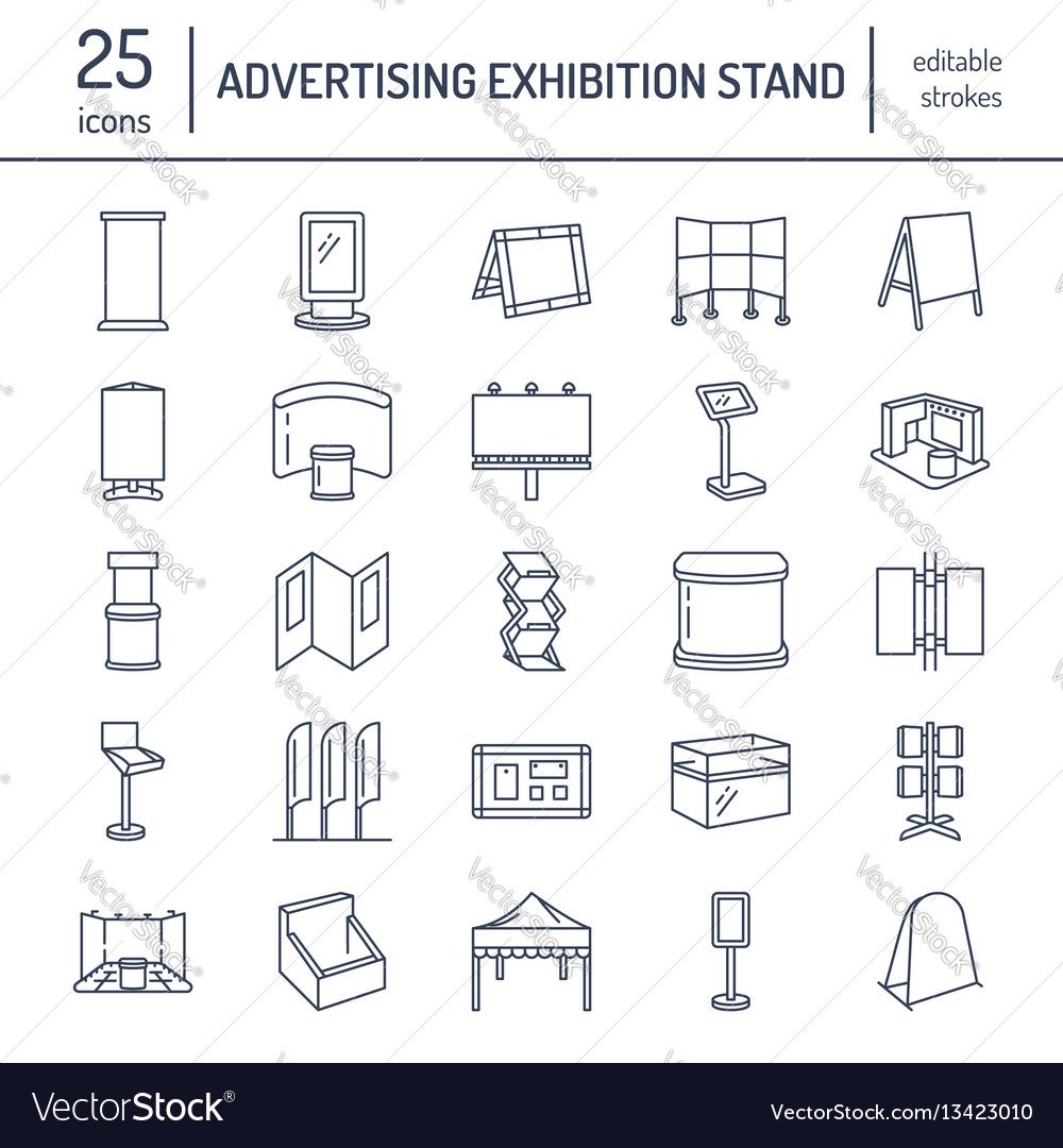 Advertising Exhibition Banner Stands Display Line Vector Image