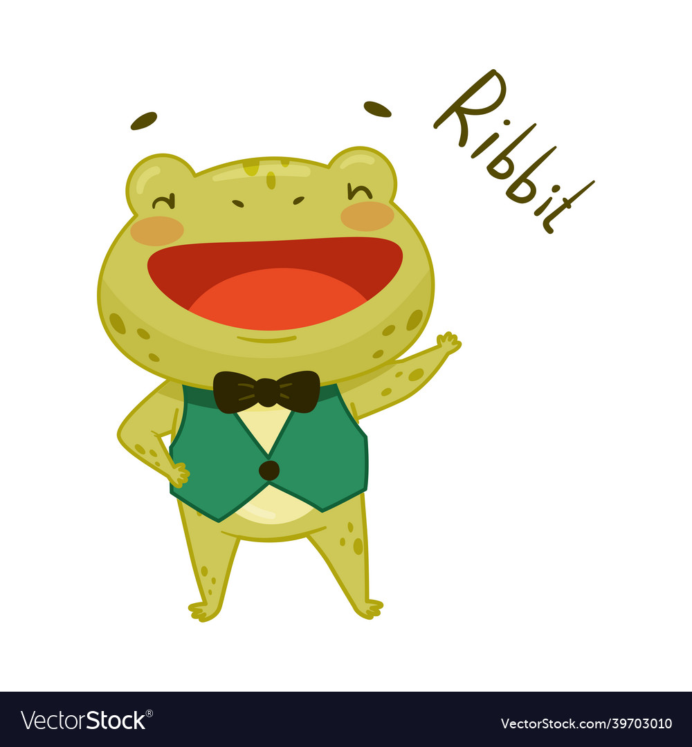 Cute frog gentleman in vest and bow tie green