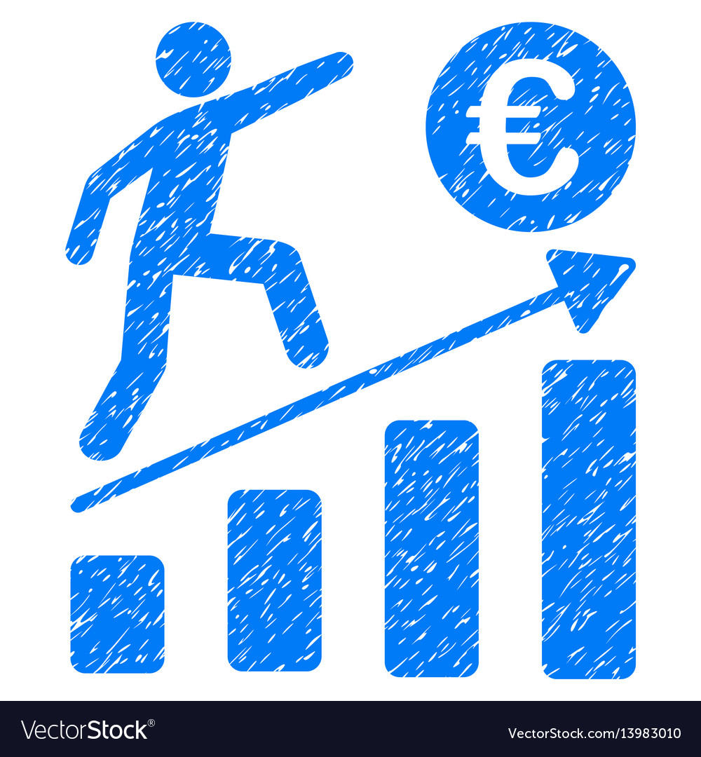 Euro business growth icon grunge watermark