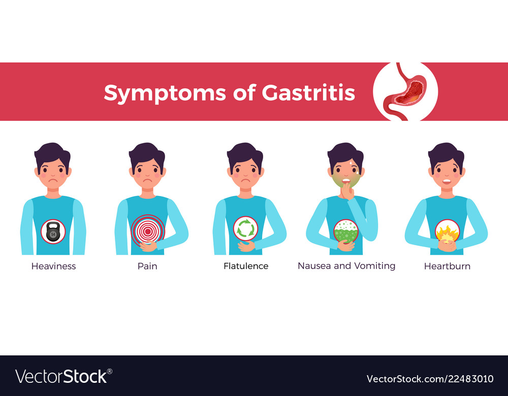 Gastritis symptoms infographic banner Royalty Free Vector