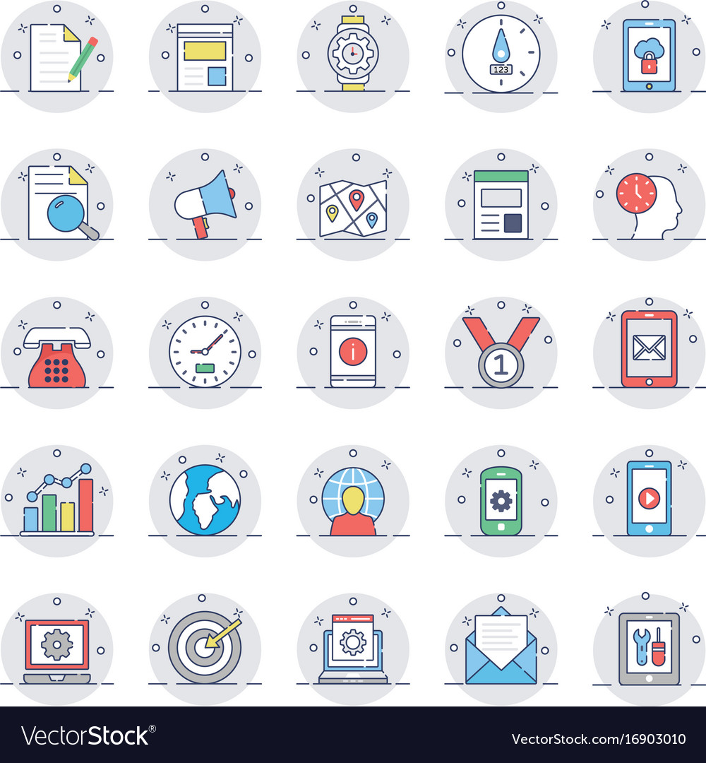 Seo and marketing colored line icons 2