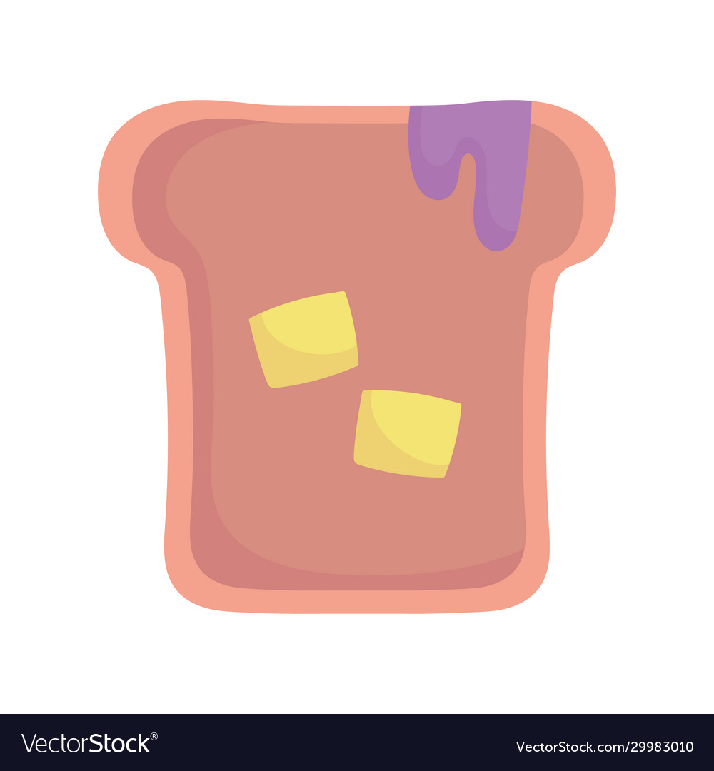 Slice bread with jam and butter cartoon icon style