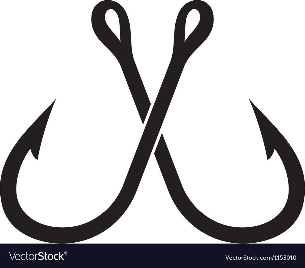 Two crossed fishing hook Royalty Free Vector Image