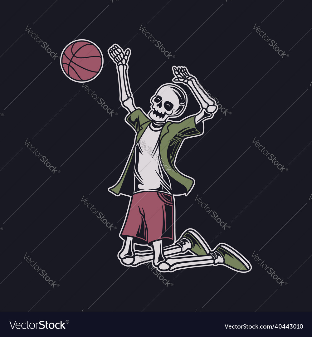 Vintage t shirt design skull performs a jump