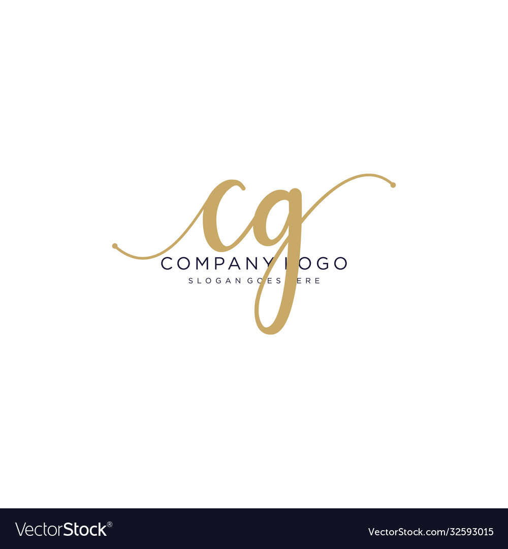 Cg initial handwriting logo design Royalty Free Vector Image