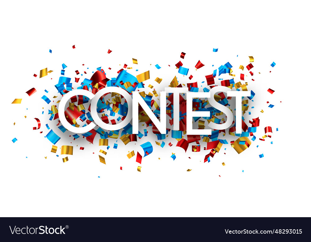 Contest sign on round confetti background Vector Image