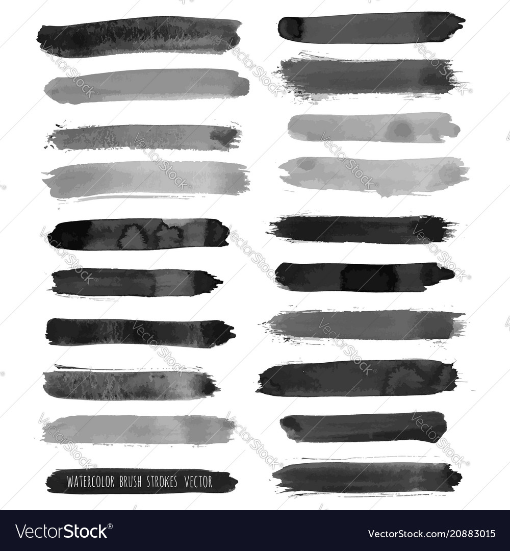 Dark black grunge watercolor ink texture set vector image Dark black grunge watercolor ink texture set