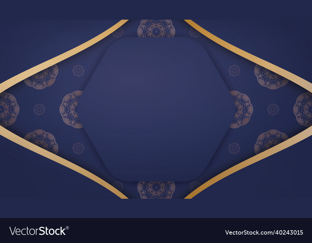 Dark blue banner with luxurious gold ornaments