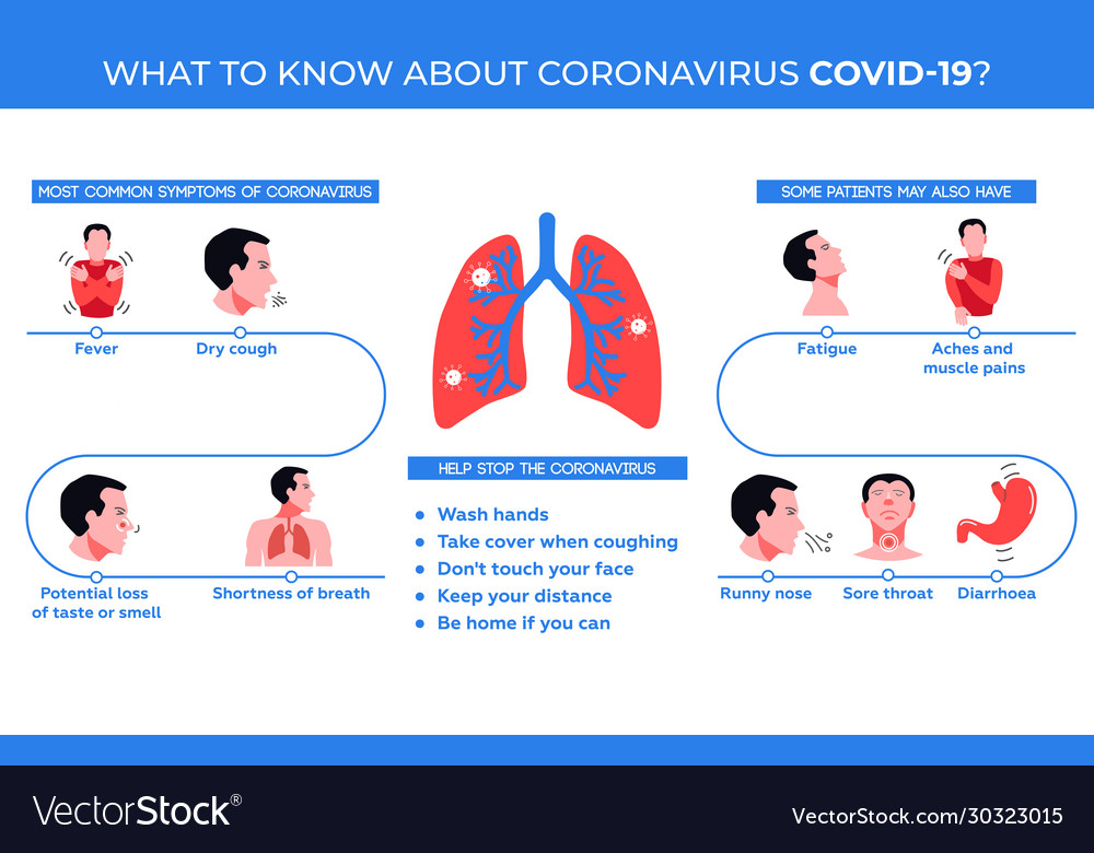 Infographics symptoms coronavirus covid-19 Vector Image