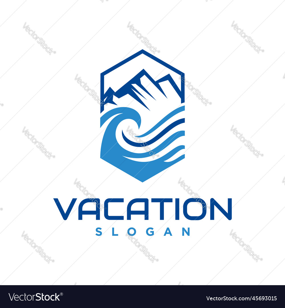 Mountain wave logo template vacation Royalty Free Vector