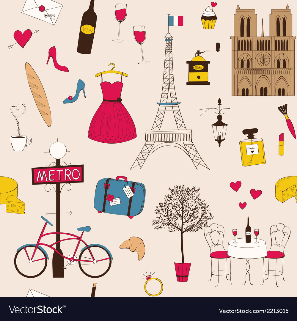 Paris pattern Royalty Free Vector Image - VectorStock