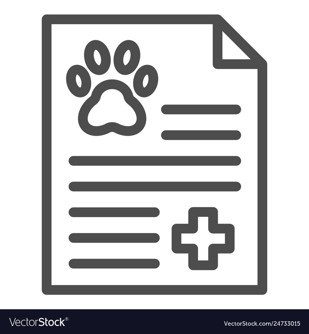 Pet medical record line icon animal health