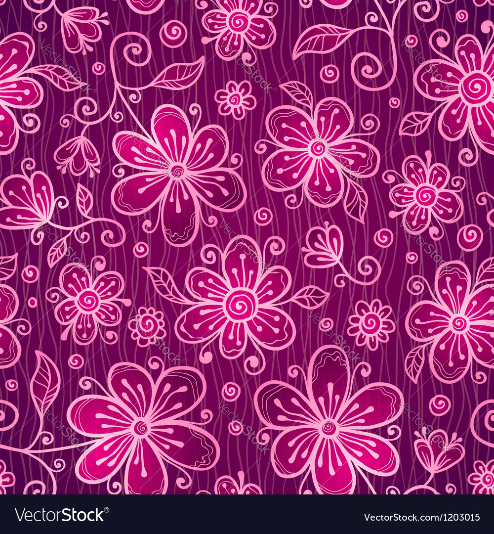 Pink doodle flowers seamless pattern Royalty Free Vector