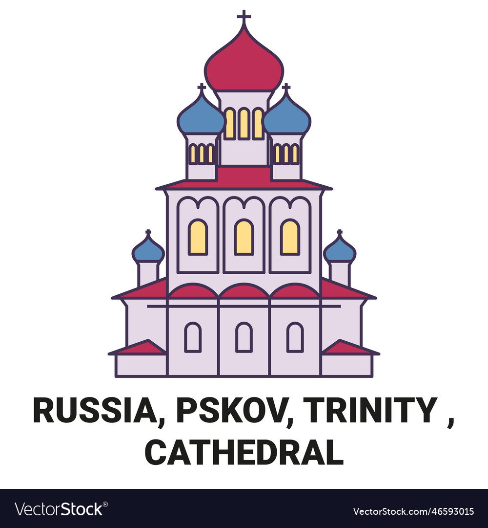 Russia pskov trinity cathedral travel landmark Vector Image