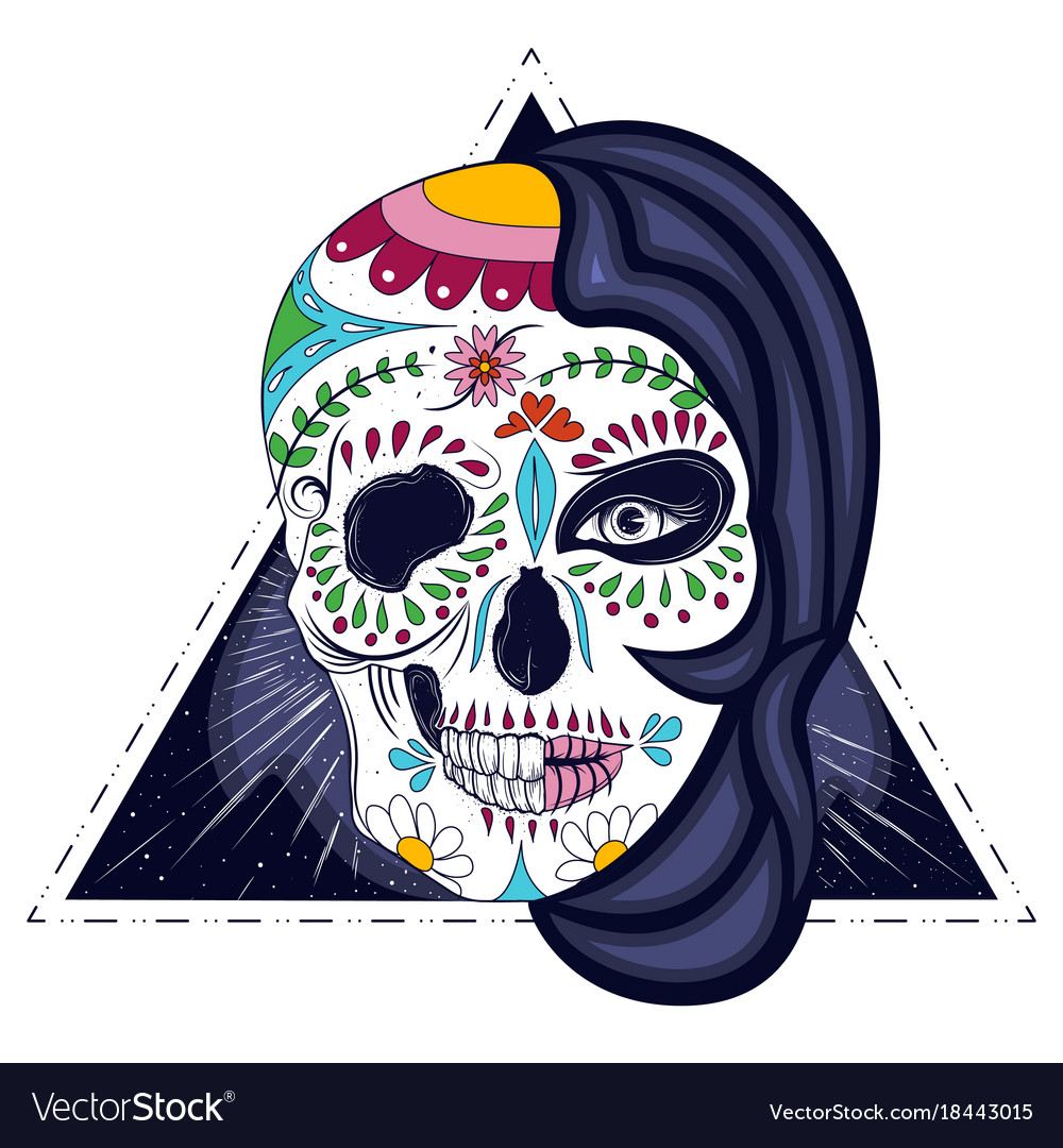 Face Half Skull Vector Images 63