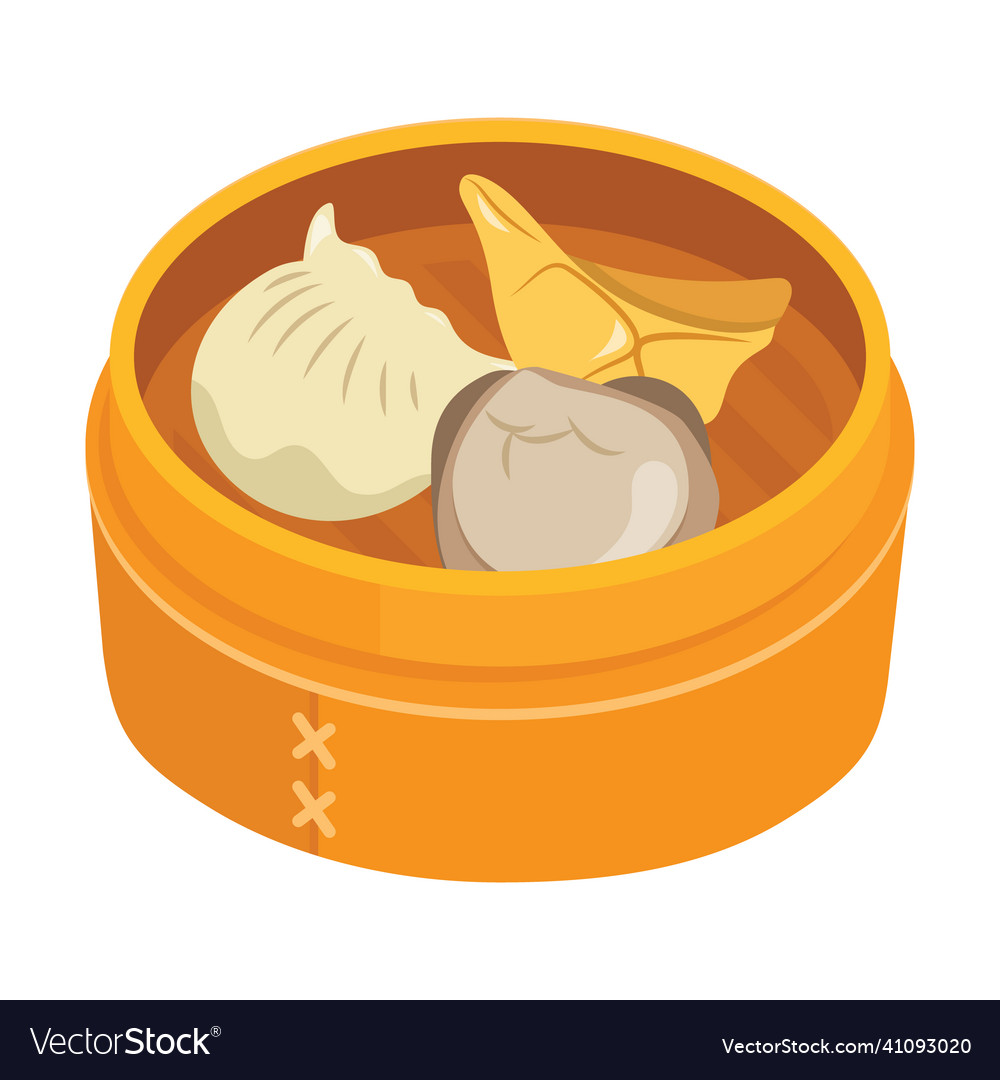 Cartoon chinese dumplings in bamboo basket Vector Image Cartoon chinese dumplings in bamboo basket Vector Image