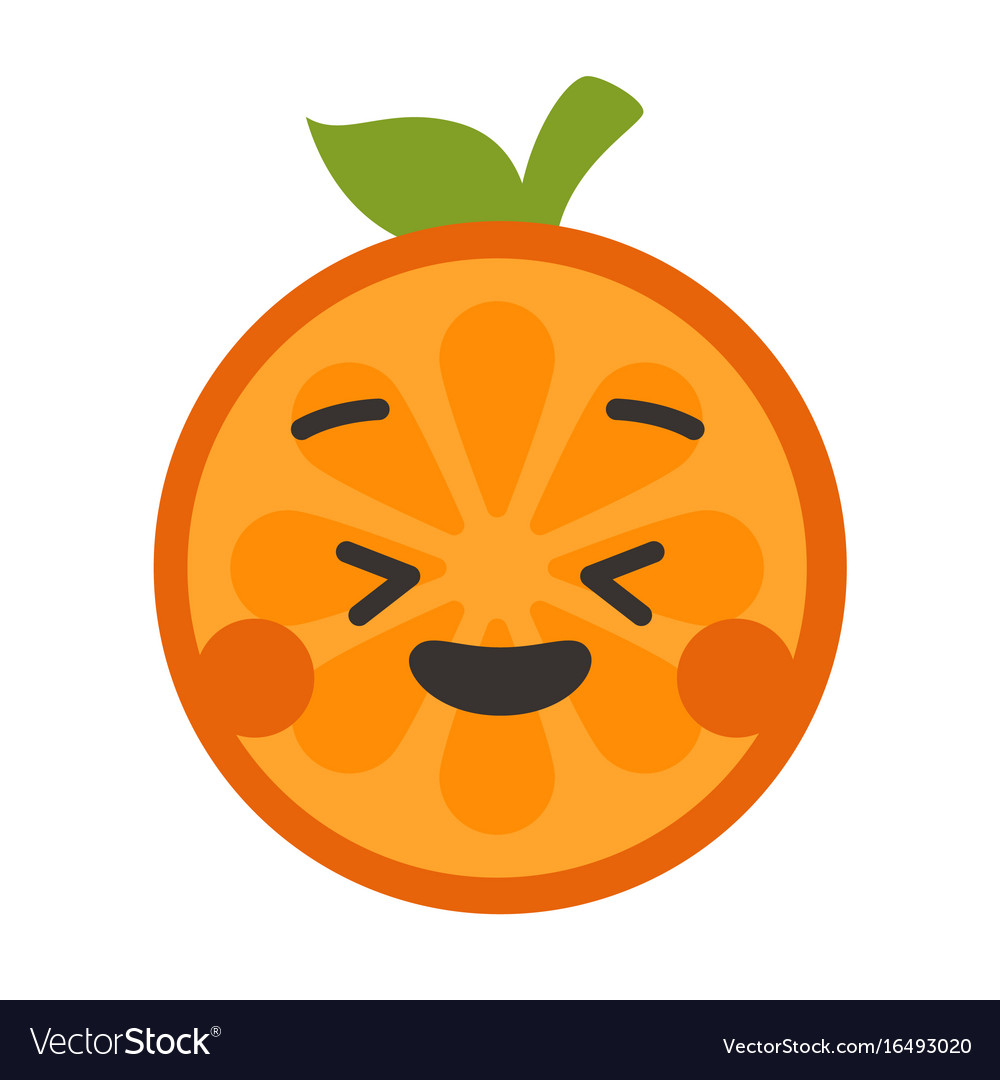 Emoji - enjoy orange with happy smile isolated Vector Image