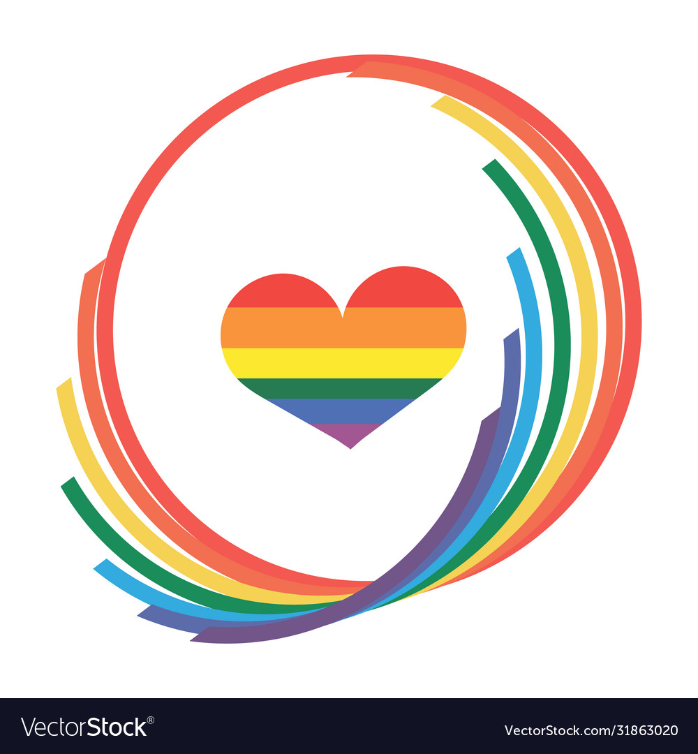 Lgbt heart logo in rainbow circle isolated Vector Image